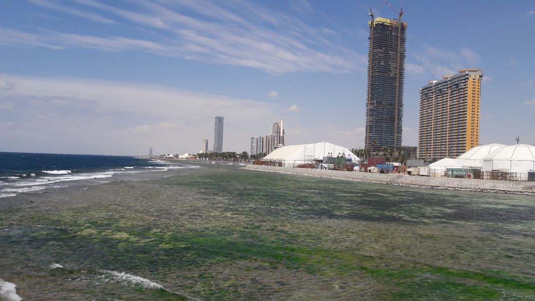 Walkway along the Jeddah Corniche by the sea