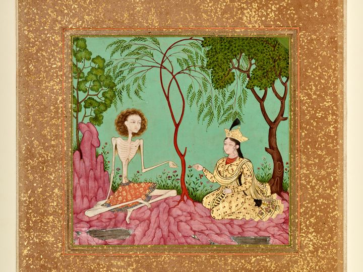 Painting of Layla visiting Majnun in the wilderness